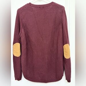 Lety & Me Burgundy Knit Sweater Elbow Patch Crewneck Size L